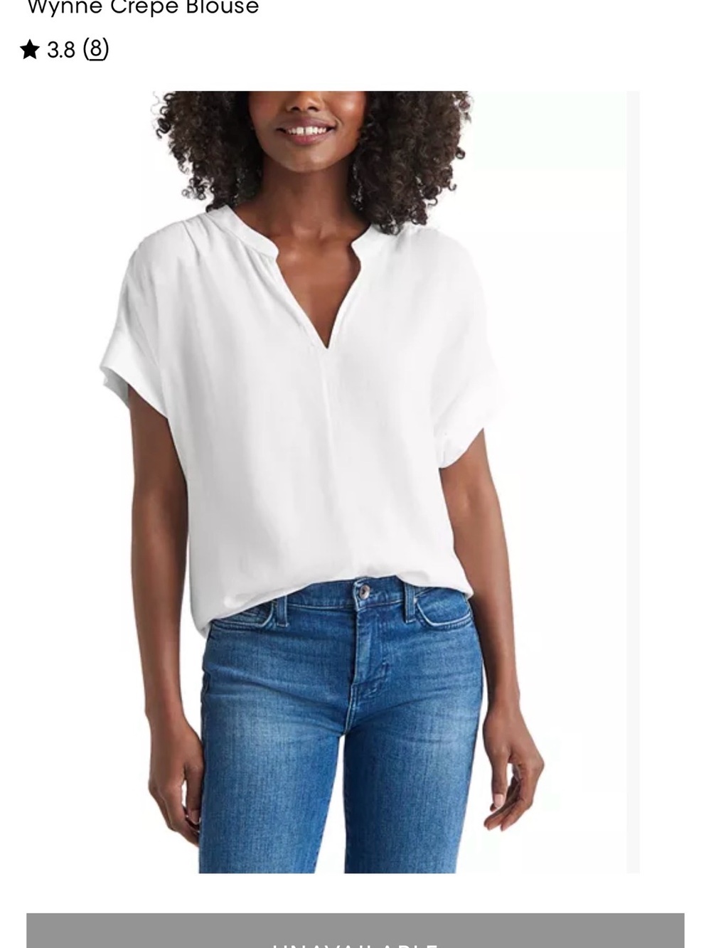 Splendid White Wynne Crepe Split V-Neck Blouse
